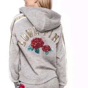 VS PINK Rose Bling Lace-up Top